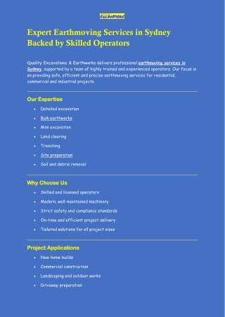 Expert Earthmoving Services in Sydney Backed by Skilled Operators