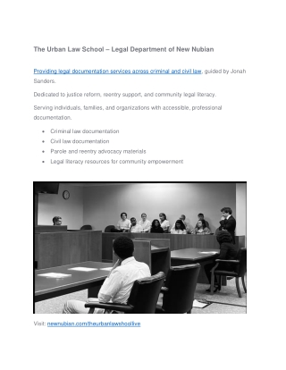 The Urban Law School Legal Department of New Nubian