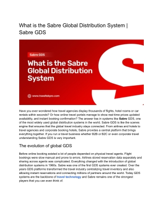 What is the Sabre Global Distribution System _ Sabre GDS