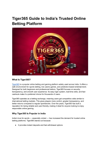 Tiger365 Guide to India’s Trusted Online Betting Platform
