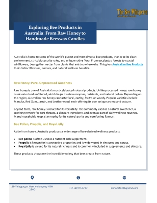 Exploring Bee Products in Australia: From Raw Honey to Handmade Beeswax Candles