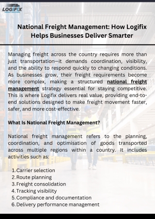 National Freight Management How Logifix Helps Businesses Deliver Smarter