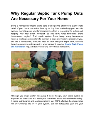 Why Regular Septic Tank Pump Outs Are Necessary For Your Home