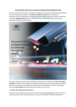 Eyes That Think, in Real Time - The Future of AI-Driven Video Intelligence in KSA
