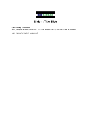 Smarter Cyber Defense with Maturity Assessment