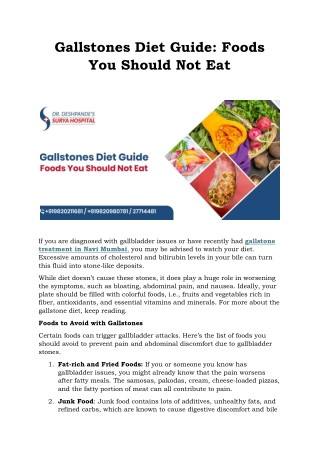 Gallstones Diet Guide: Foods You Should Not Eat