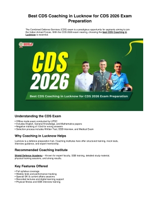 Best CDS Coaching in Lucknow for CDS 2026 Exam Preparation – SDA