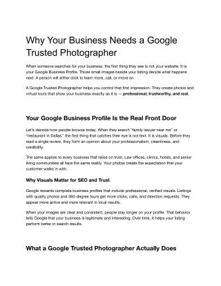 Why Your Business Needs a Google Trusted Photographer