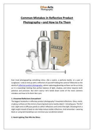Common Mistakes in Reflective Product Photography and How to Fix Them