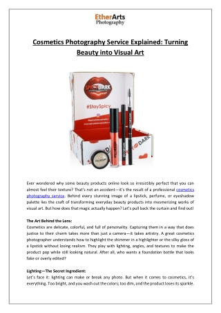 Cosmetics Photography Service Explained- Turning Beauty into Visual Art