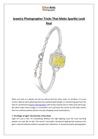 Jewelry Photographer Tricks That Make Sparkle Look Real