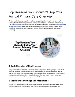 Top Reasons You Shouldn’t Skip Your Annual Primary Care Checkup