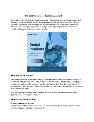 The Gold Standard for Tooth Replacement