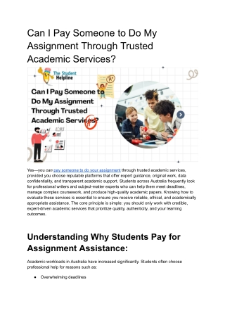 Can I Pay Someone to Do My Assignment Through Trusted Academic Services