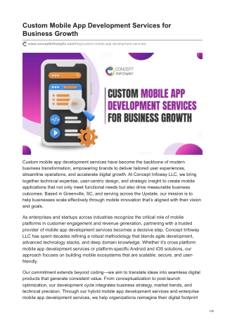 Custom Mobile App Development Services for Business Growth
