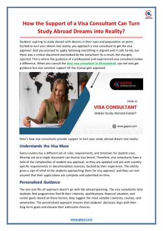 How the Support of a Visa Consultant Can Turn Study Abroad Dreams into Reality?