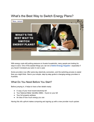 What’s the Best Way to Switch Energy Plans