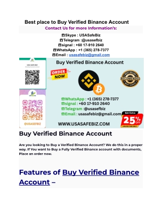 Best place to Buy Verified Binance Account
