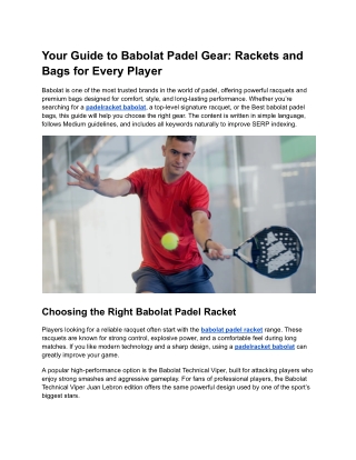Your Guide to Babolat Padel Gear_ Rackets and Bags for Every Player