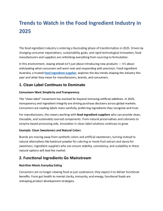 Trends to Watch in the Food Ingredient Industry in 2025