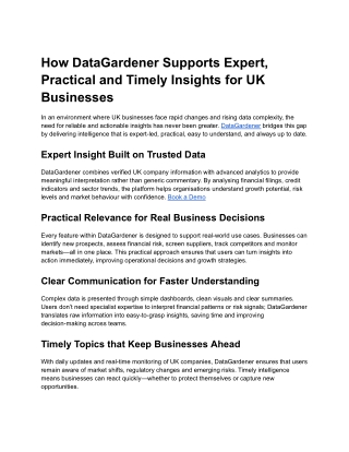 How DataGardener Supports Expert, Practical and Timely Insights for UK Businesses