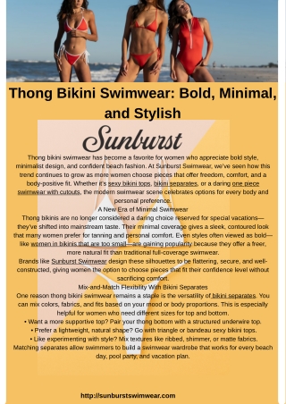 Sunburst Swimwear – Thong Bikini Swimwear: Bold, Minimal, and Perfectly Stylish