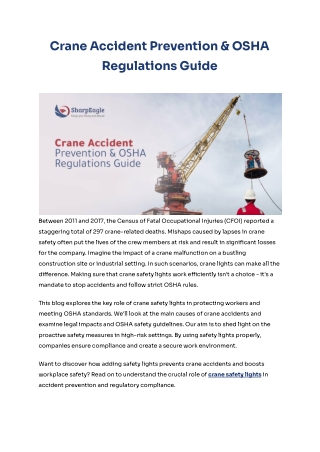 Crane Accident Prevention Guide: Key OSHA Regulations for Safer Operations