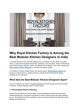 Best Modular Kitchen Designers in [Your City] | Royal Kitchen Factory