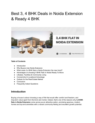 Best 3, 4 BHK Deals in Noida Extension & Ready 4 BHK