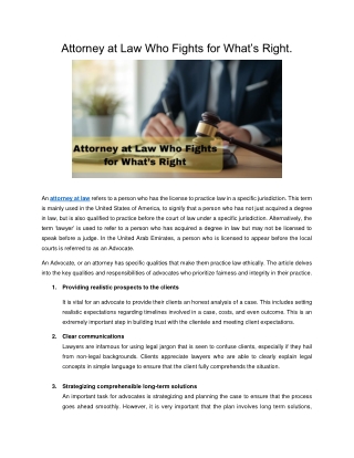 Attorney at Law Who Fights for What’s Right.