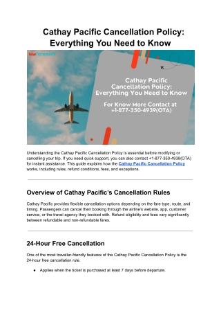 Cathay Pacific Cancellation Policy: Everything You Need to Know