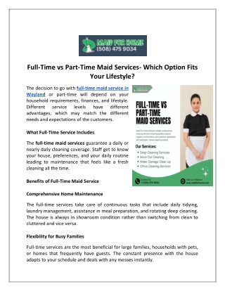Full-Time vs Part-Time Maid Services-Which Option Fits Your Lifestyle