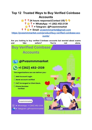 Top 12  Trusted Ways to Buy Verified Coinbase Accounts