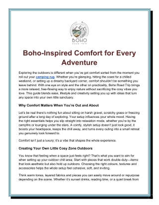 Boho-Inspired Comfort for Every Adventure