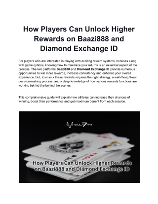 How Players Can Unlock Higher Rewards on Baazi888 and Diamond Exchange ID