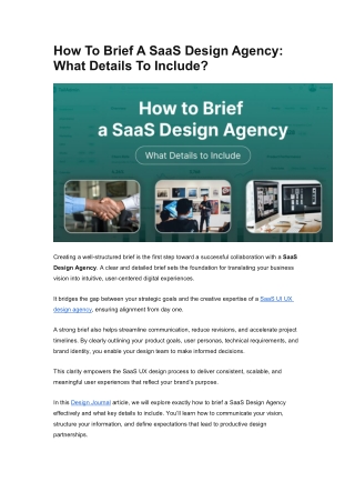 How To Brief A SaaS Design Agency