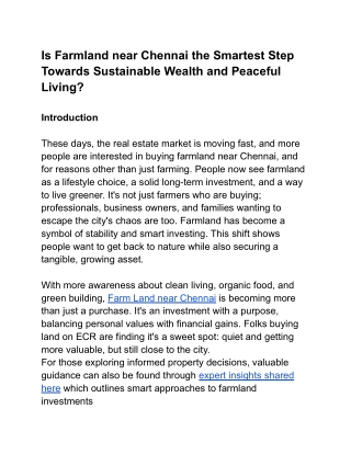 Is Farmland near Chennai the Smartest Step Towards Sustainable Wealth and Peaceful Living