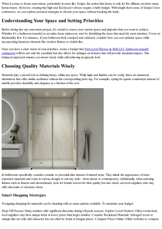 Creating Luxury on a Budget: Tips from Tampa’s Best Contractors
