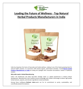 Leading the Future of Wellness - Top Natural Herbal Products Manufacturers