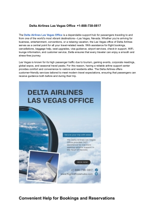 Delta Airlines Las Vegas Office  1-888-738-0817