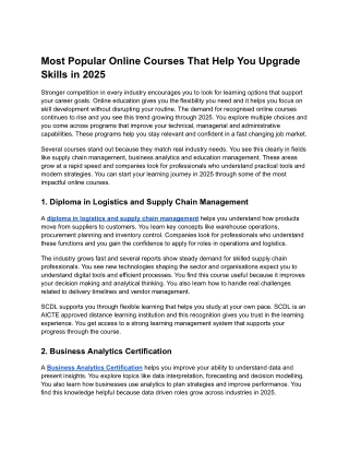 Most Popular Online Courses That Help You Upgrade Skills in 2025