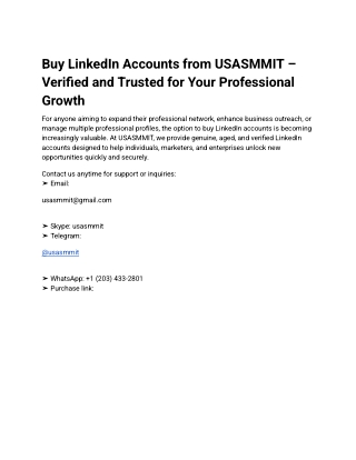 Buy LinkedIn Accounts from USASMMIT – Verified and Trusted for Your Professional Growth
