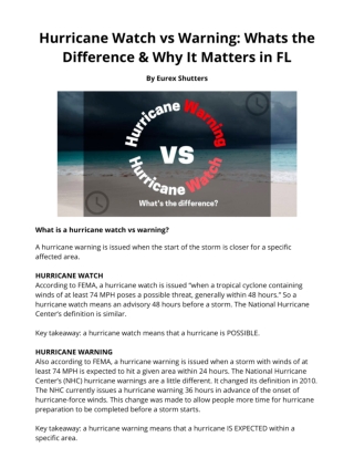Hurricane Watch vs. Warning What Florida Residents Need to Know