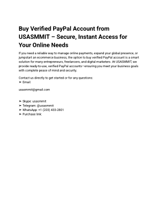 Buy Verified PayPal Account from USASMMIT – Secure, Instant Access for Your Online Needs