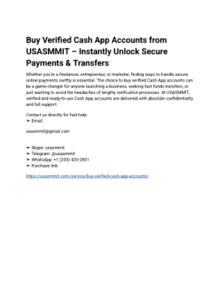 Buy Verified Cash App Accounts from USASMMIT – Instantly Unlock Secure Payments & Transfers