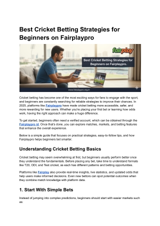Best Cricket Betting Strategies for Beginners on Fairplaypro