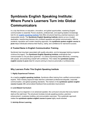 Symbiosis English Speaking Institute_ Where Pune’s Learners Turn into Global Communicators