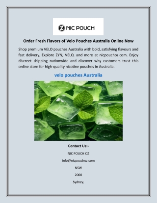 Order Fresh Flavors of Velo Pouches Australia Online Now