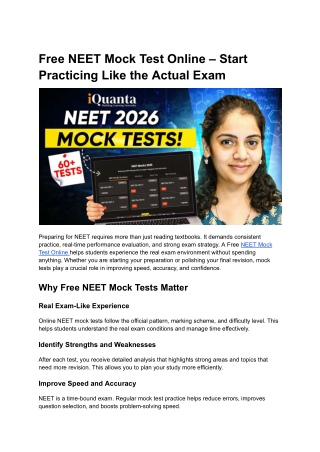 Free NEET Mock Test Online – Start Practicing Like the Actual Exam