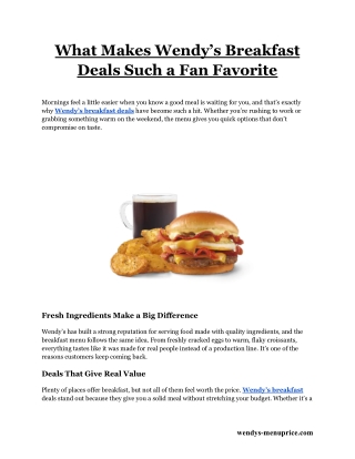 What Makes Wendy’s Breakfast Deals Such a Fan Favorite